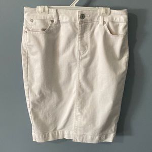 Talbots White denim pencil skirt